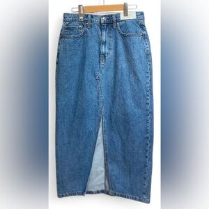 NWT Abercrombie & Fitch High Rise Tall Denim Skirt Size 28 Blue Jean Front Slit